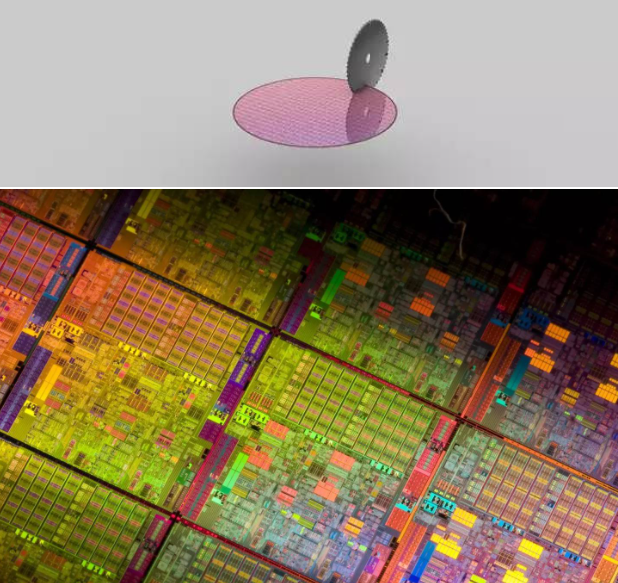 晶圆切片外观检查 - 未裂片的一个个CPU内核