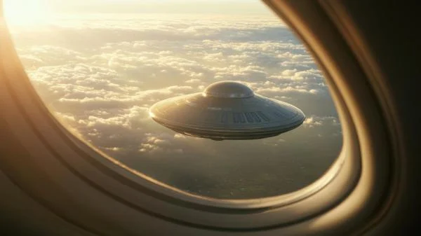 巨大的UFO与日航货机保持着七、八公里的距离。
